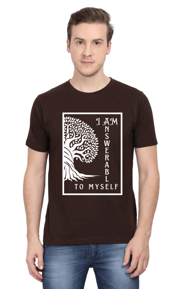 Answerable to myself round neck half sleeves classic tshirts